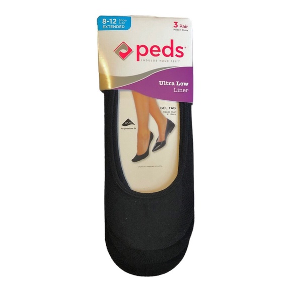 3pairs Peds black ultra low gel‎ tab shoe liners, fits size 8-12 new FREE - Picture 2 of 8